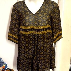 Pre Loved Ba Sh Beck Mini Dress black gold Size 1 (4)